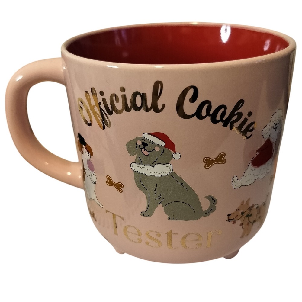 New Official Cookie Tester Dog Christmas Mug Pink Red Interior‎ Funny Holiday